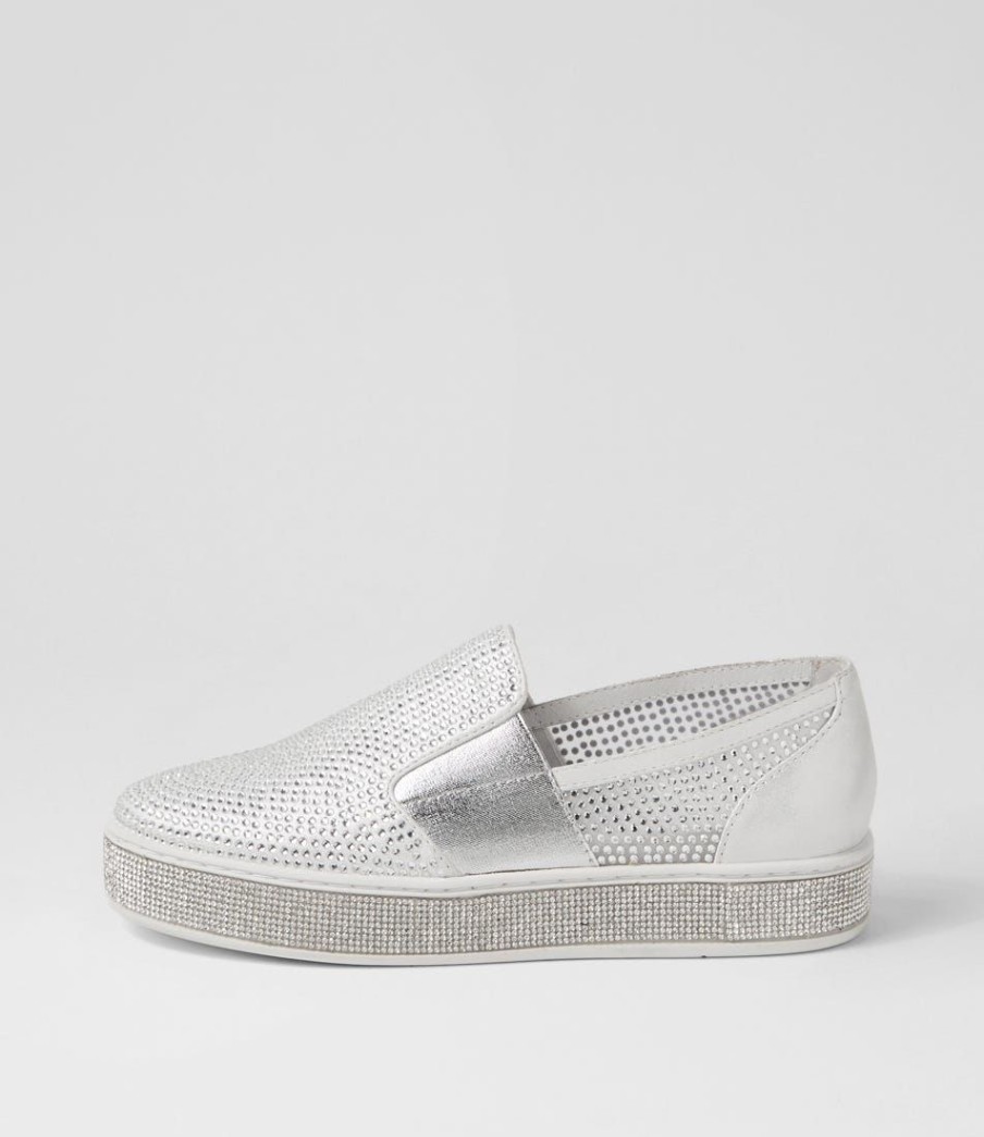 Shoes TOP END | Paura White Shimmer Silver Multi Sneakers