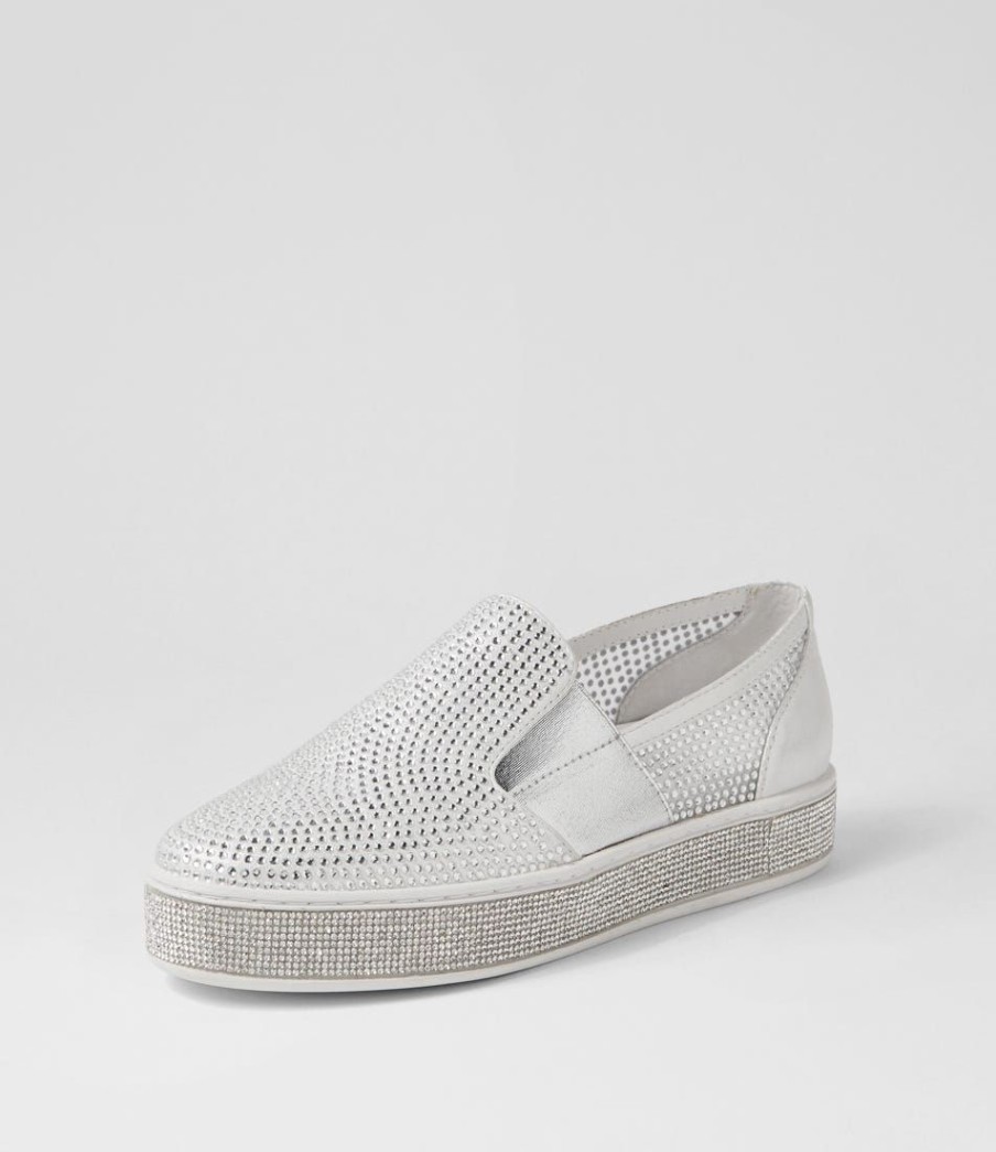 Shoes TOP END | Paura White Shimmer Silver Multi Sneakers