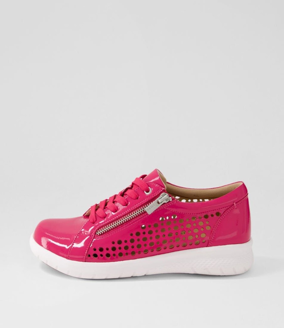 Shoes ZIERA | Shovo Xf Fuchsia Wrinkle Patent Sneakers