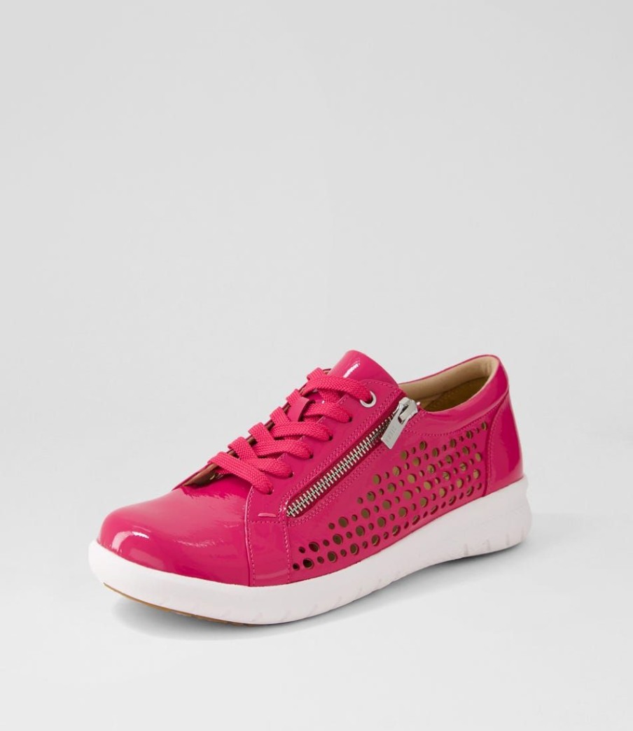 Shoes ZIERA | Shovo Xf Fuchsia Wrinkle Patent Sneakers