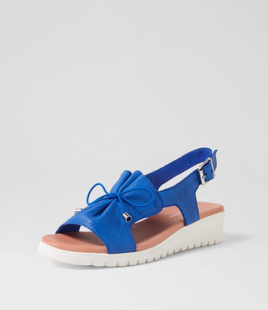 Shoes DJANGO & JULIETTE | Malika Cobalt White Leather Sandals