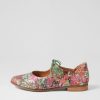 Shoes ZIERA | Oceany Xf Green Floral Leather Lace Up Flats