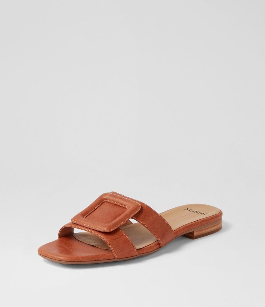 Shoes MOLLINI | Atheena Chestnut Leather Slides