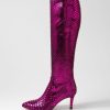 Shoes MOLLINI | Chime Fuchsia Metallic Snake Knee High Boots