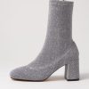 Shoes MOLLINI | Tellme Silver Glitter Stretch Fabric Ankle Boots