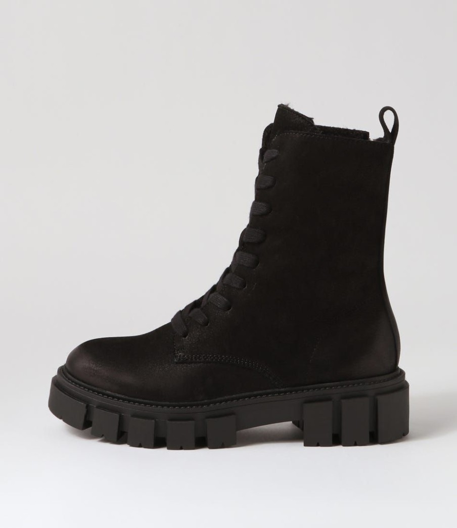 Shoes EOS | Shear Black Nubuck Lace Up Boots