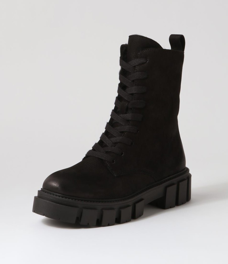 Shoes EOS | Shear Black Nubuck Lace Up Boots