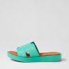 Shoes TOP END | Fando Light Emerald Leather Slides