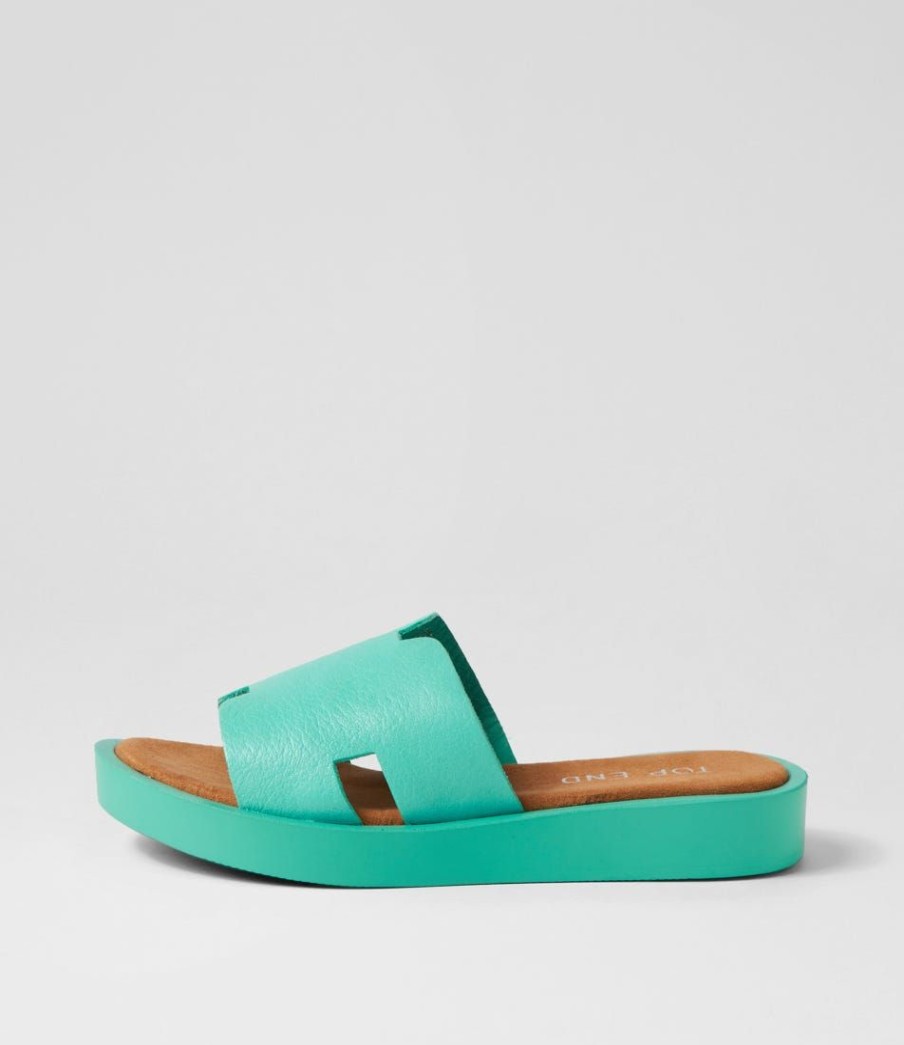 Shoes TOP END | Fando Light Emerald Leather Slides