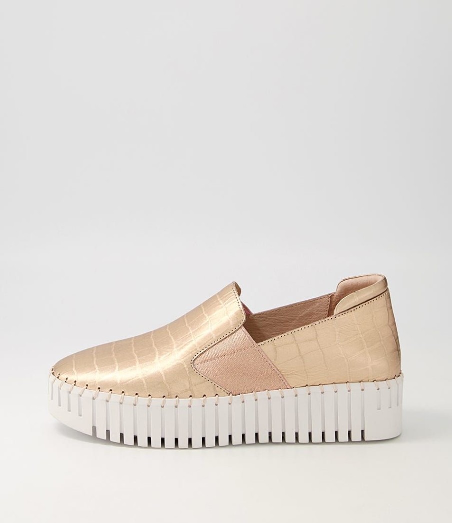 Shoes DJANGO & JULIETTE | Becca Rose Gold White Croc Leather Sneakers