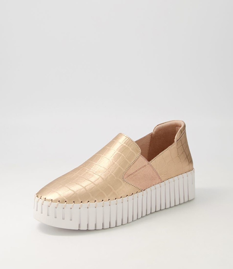 Shoes DJANGO & JULIETTE | Becca Rose Gold White Croc Leather Sneakers