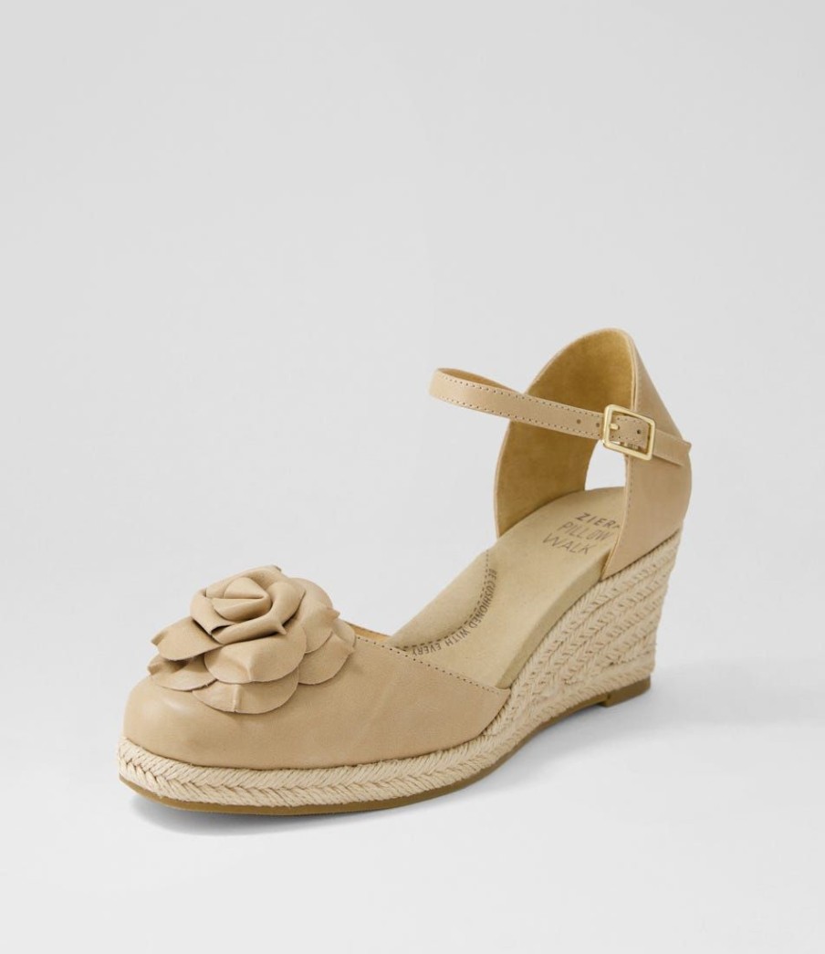 Shoes ZIERA | Adira W Latte Leather Wedges