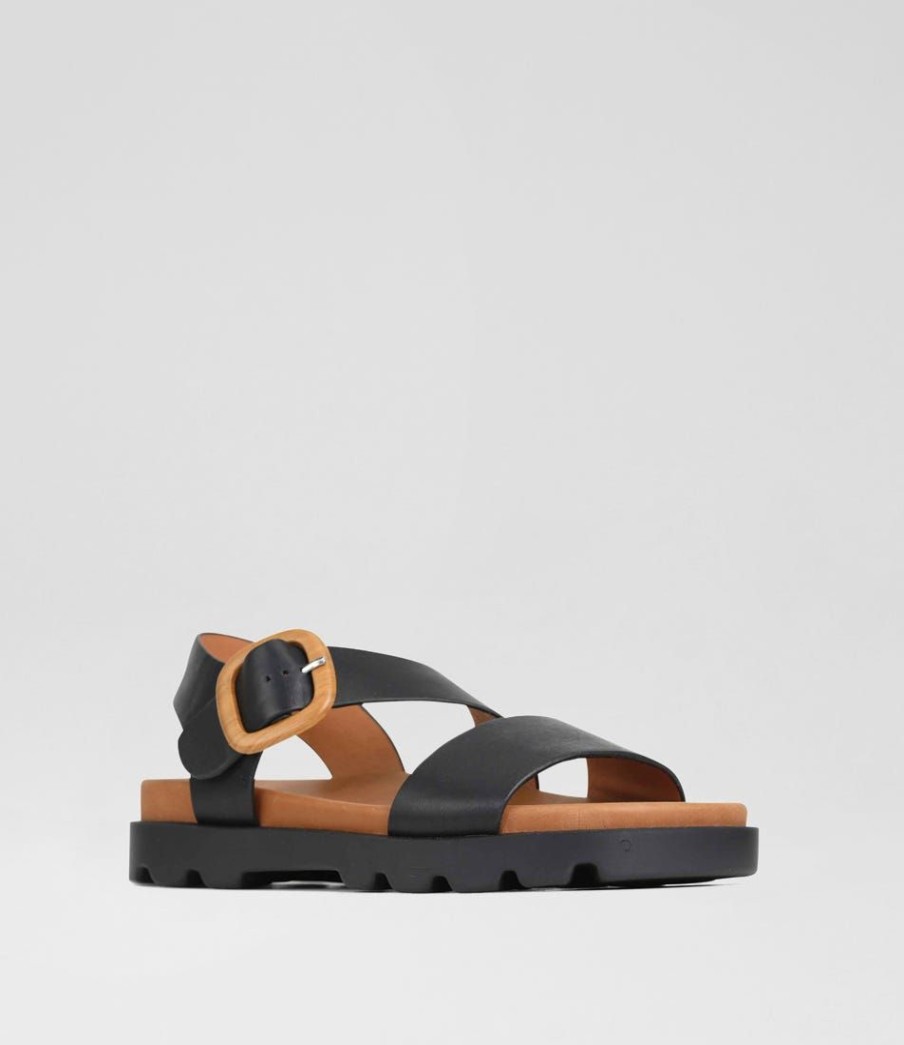 Shoes EOS | Nira Black Leather Sandals