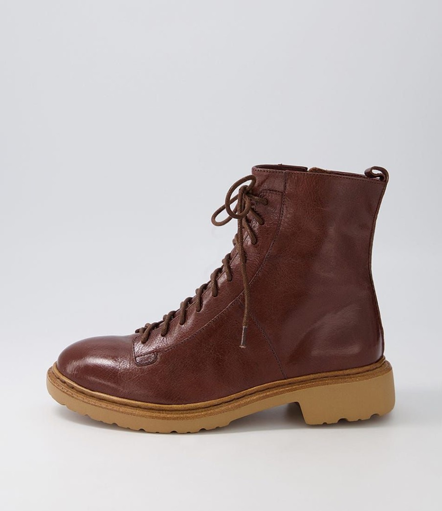 Shoes DJANGO & JULIETTE | Bindey Cognac Leather Lace Up Boots