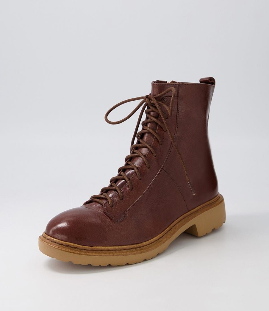 Shoes DJANGO & JULIETTE | Bindey Cognac Leather Lace Up Boots