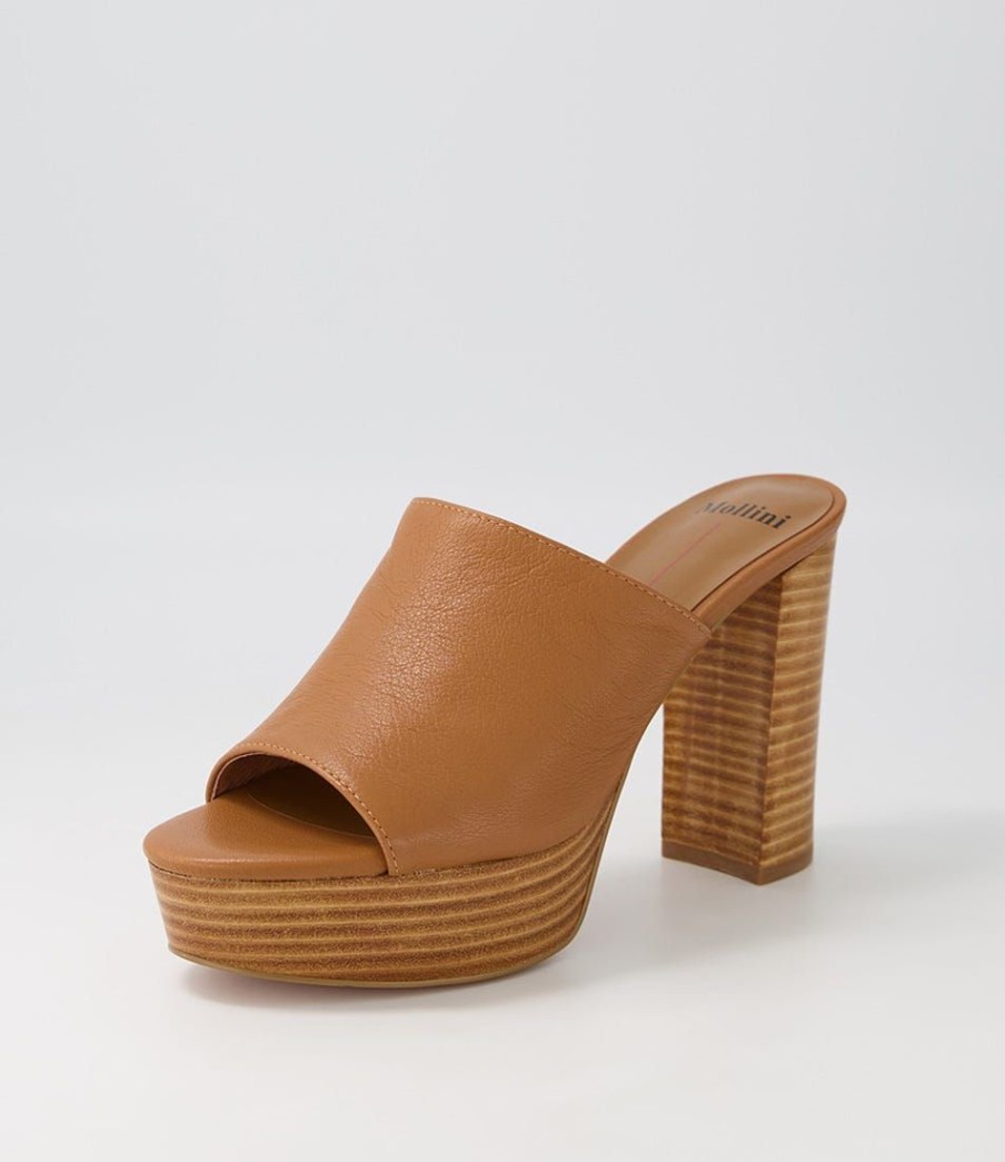 Shoes MOLLINI | Arabella Dk Tan Leather Mules Nh