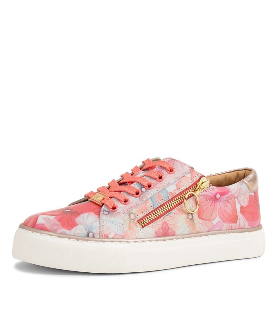 Shoes ZIERA | Pamela Xf Melon Floral Leather Sneakers