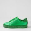 Shoes TOP END | Pluma Emerald Satin Metallic Leather Jewels Lace Up Flats