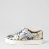 Shoes ZIERA | Poppies Xf Navy Silver Floral Leather Sneakers