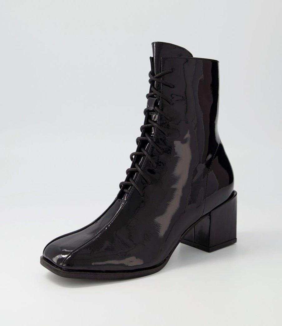 Shoes DJANGO & JULIETTE | Wycliff Black Patent Leather Lace Up Boots