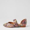 Shoes ZIERA | Loraa W Green Floral Leather Flat Shoes