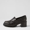 Shoes TOP END | Jinnah Black Croc Leather Heels