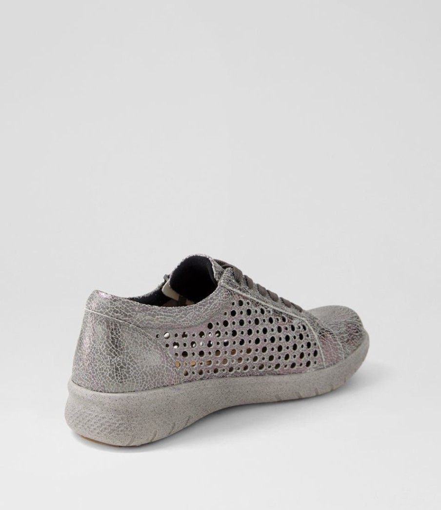 Shoes ZIERA | Shovo Xf Pewter Crackle Leather Sneakers