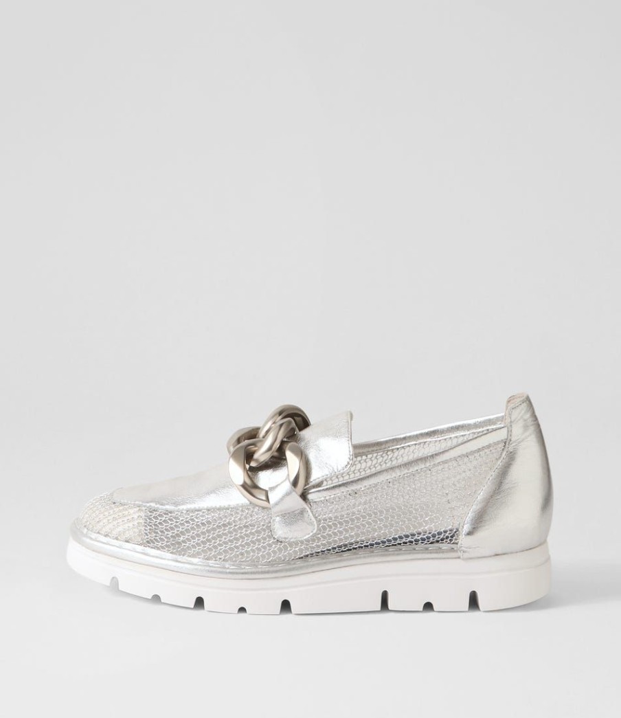 Shoes TOP END | Esin Silver Mesh Leather Sneakers