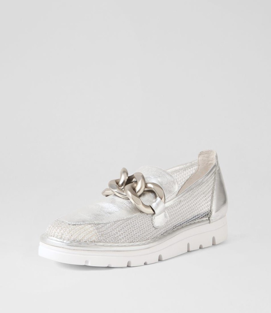 Shoes TOP END | Esin Silver Mesh Leather Sneakers