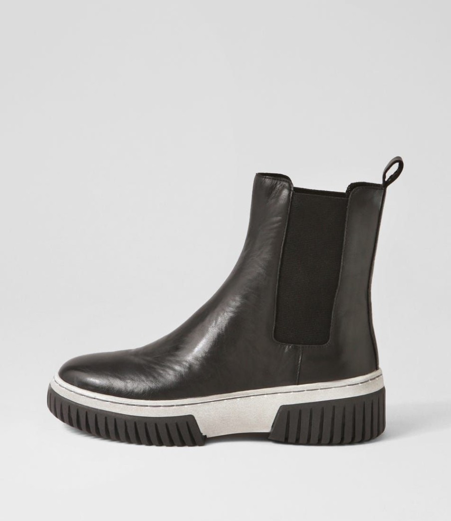 Shoes DJANGO & JULIETTE | Yaella Black White Leather Chelsea Boots