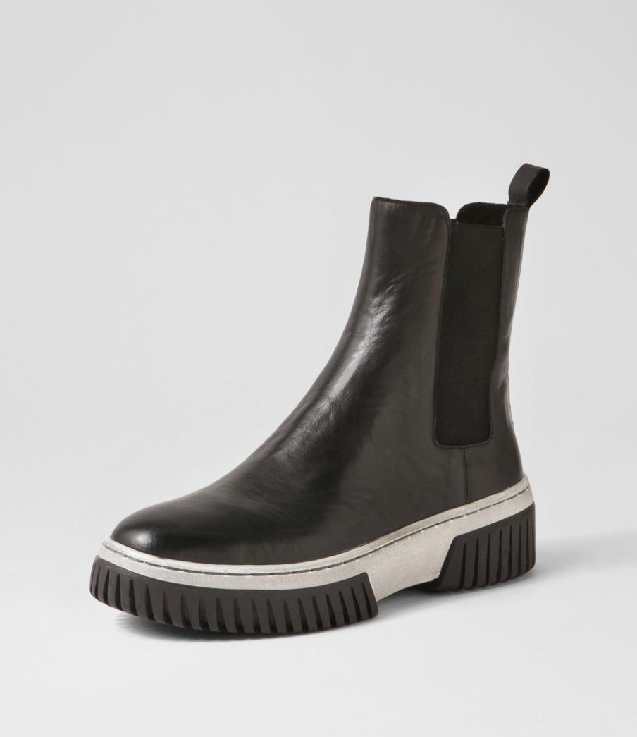 Shoes DJANGO & JULIETTE | Yaella Black White Leather Chelsea Boots