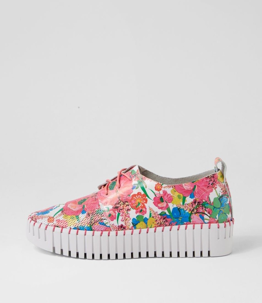 Shoes DJANGO & JULIETTE | Batu White Flowermania Leather Sneakers