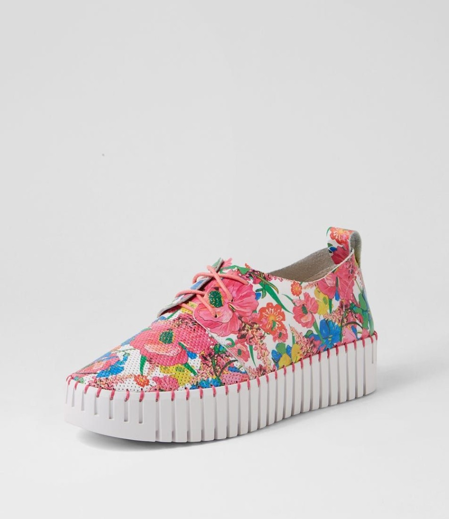 Shoes DJANGO & JULIETTE | Batu White Flowermania Leather Sneakers