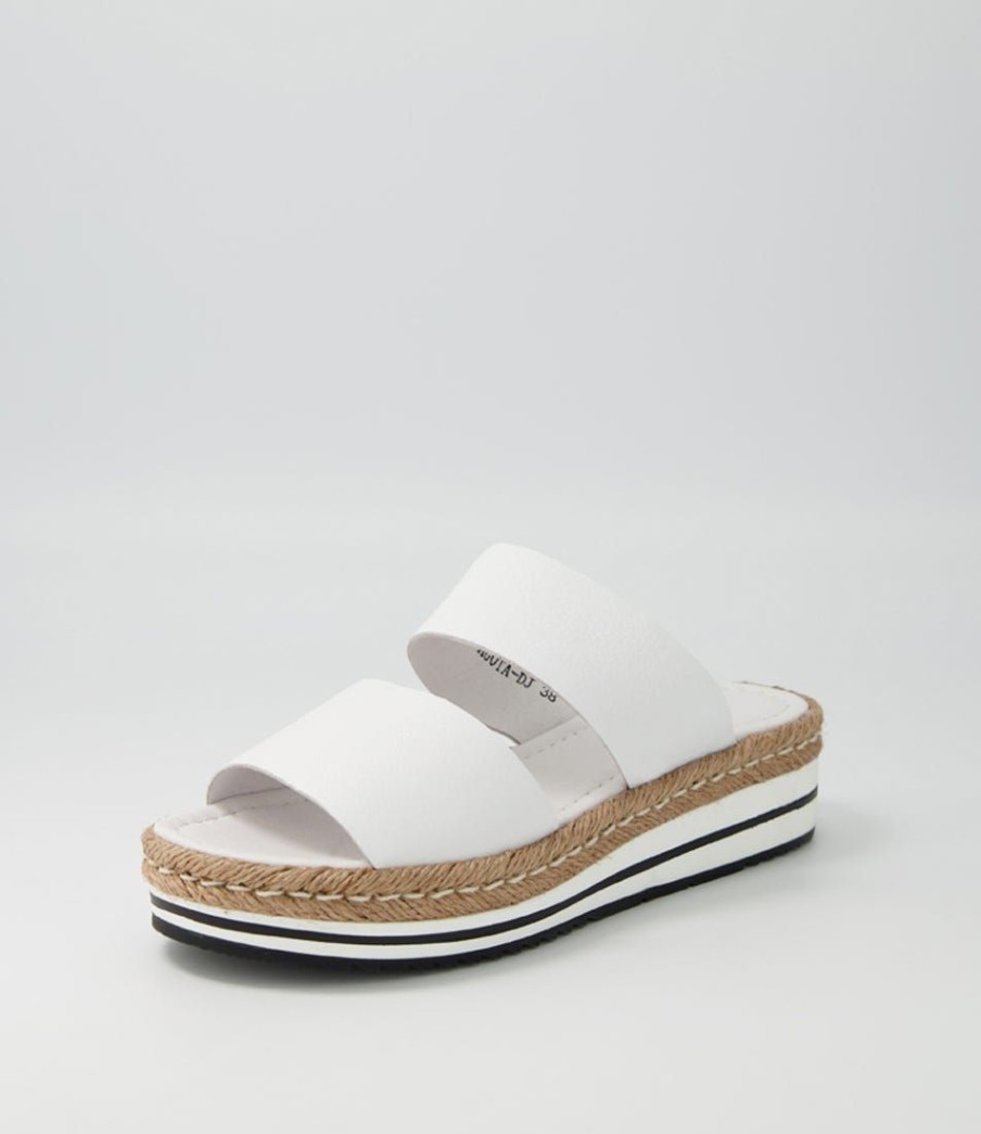 Shoes DJANGO & JULIETTE | Agota White Rope Leather Slides