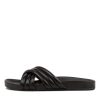 Shoes ROLLIE | Tide Cross Padded Black Leather Slides