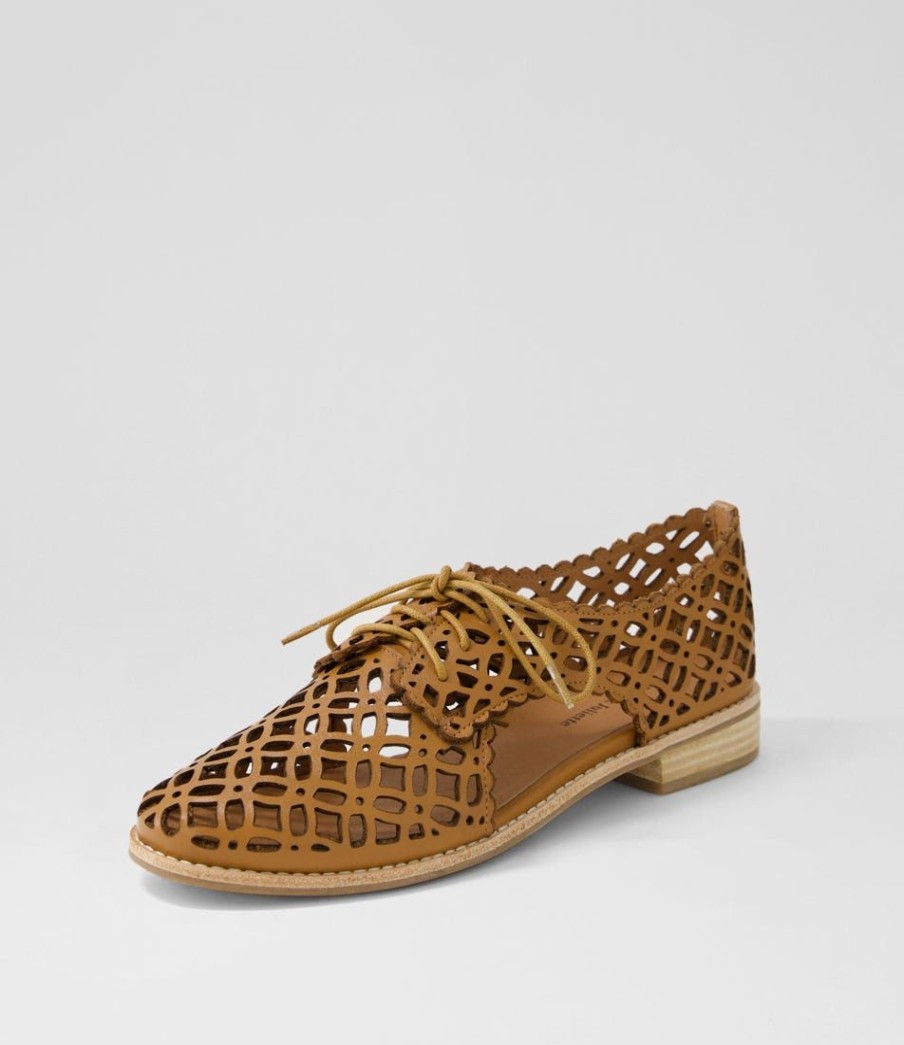 Shoes DJANGO & JULIETTE | Addyst Tan Leather Lace Up Flats