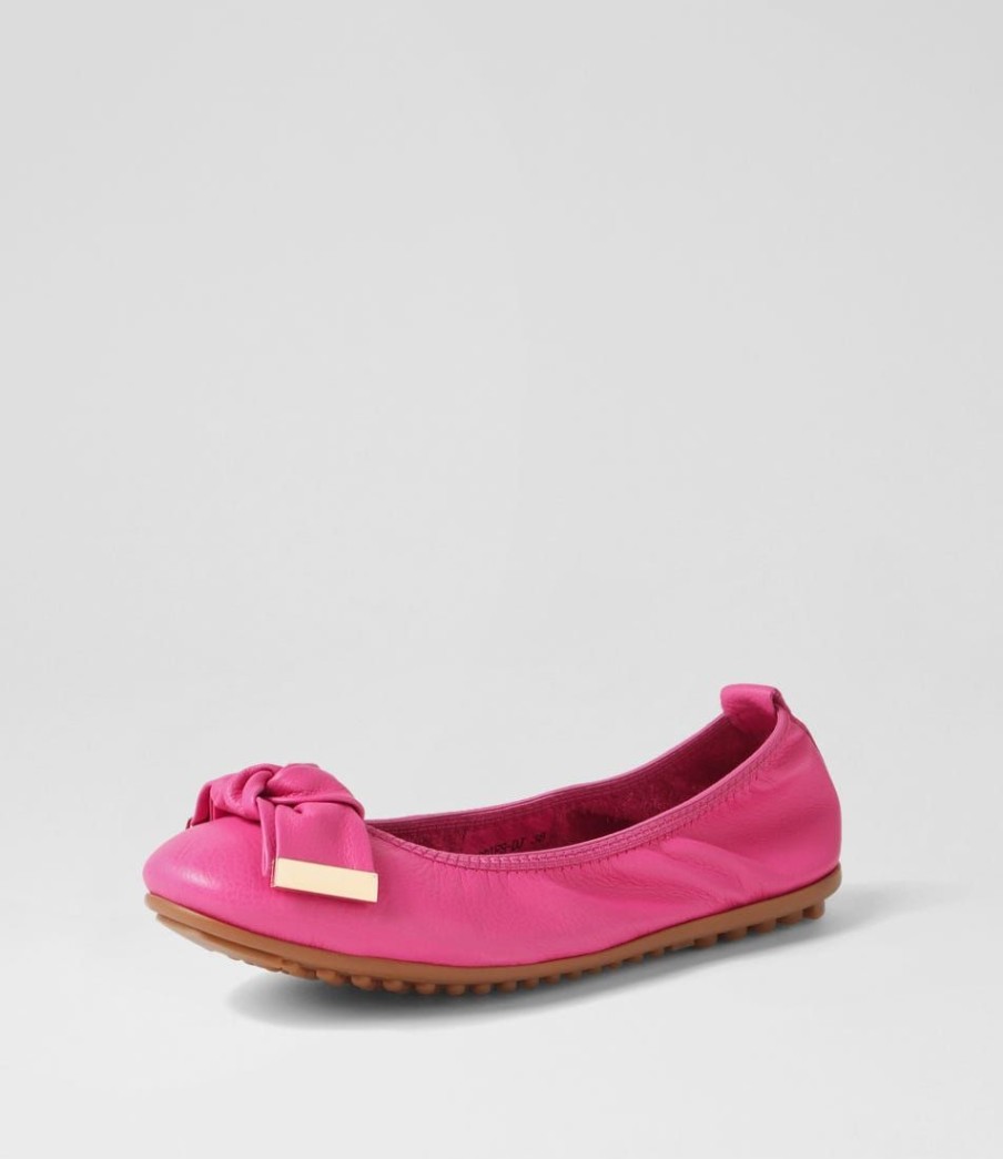 Shoes DJANGO & JULIETTE | Biddies Fuchsia Leather Flat Shoes