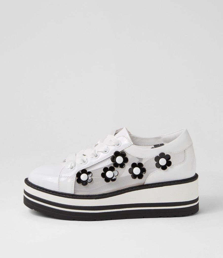 Shoes TOP END | Sereno White Black Patent Multi Sneakers