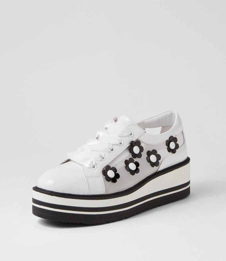 Shoes TOP END | Sereno White Black Patent Multi Sneakers