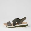 Shoes ZIERA | Grandys W Olive Leather Elastic Sandals