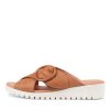 Shoes DJANGO & JULIETTE | Macklin Dark Tan Leather Slides Ws