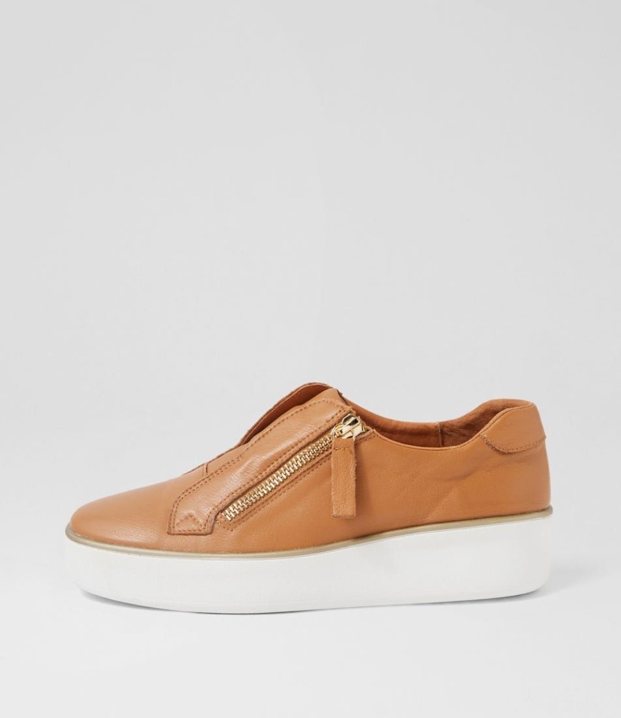 Shoes ZIERA | Zikta W Dark Tan White Leather Sneakers