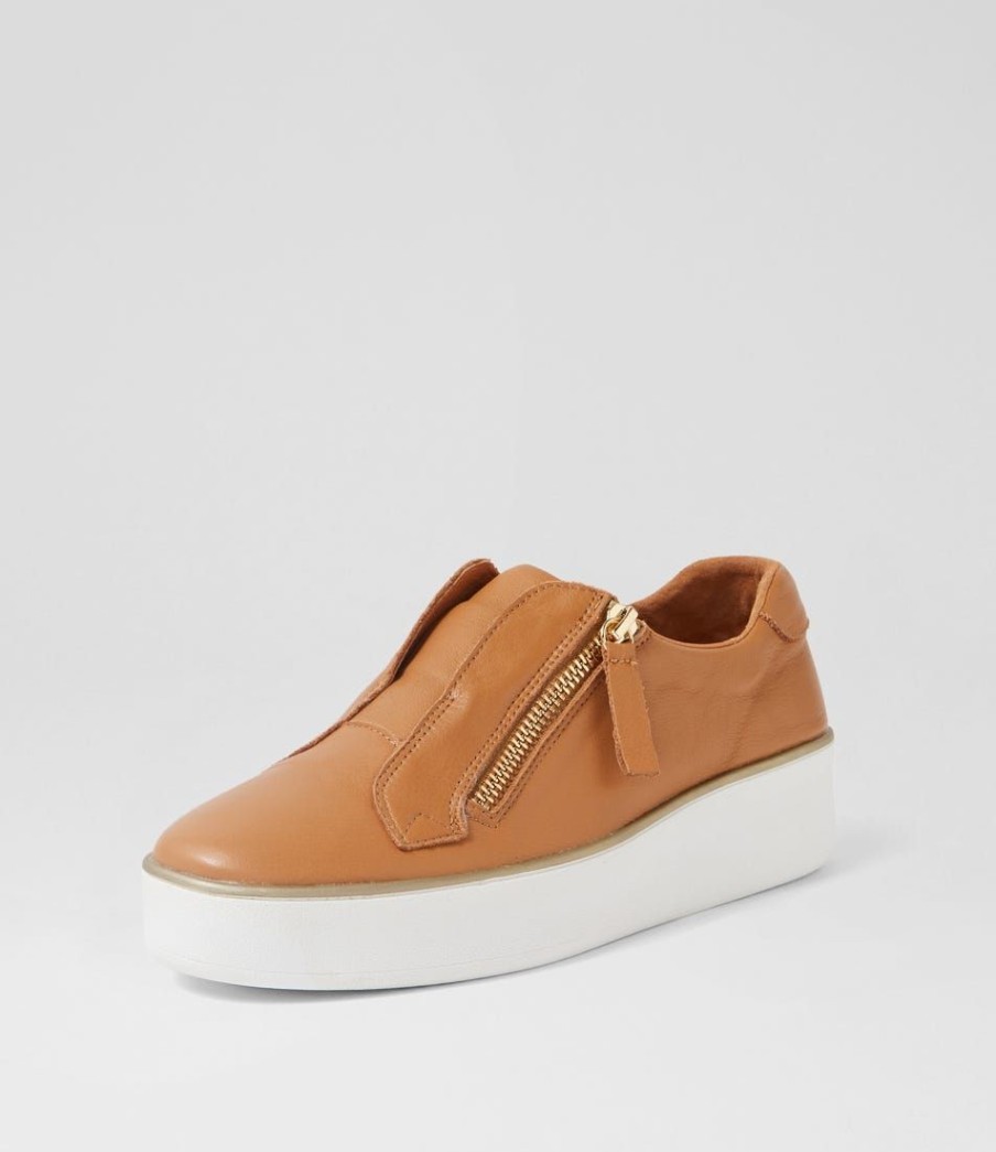 Shoes ZIERA | Zikta W Dark Tan White Leather Sneakers