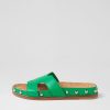 Shoes DJANGO & JULIETTE | Quaden Bright Emerald Silver Leather Slides