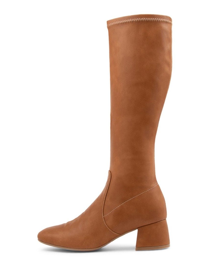 Shoes DJANGO & JULIETTE | Chevy Tan Stretch Knee High Boots