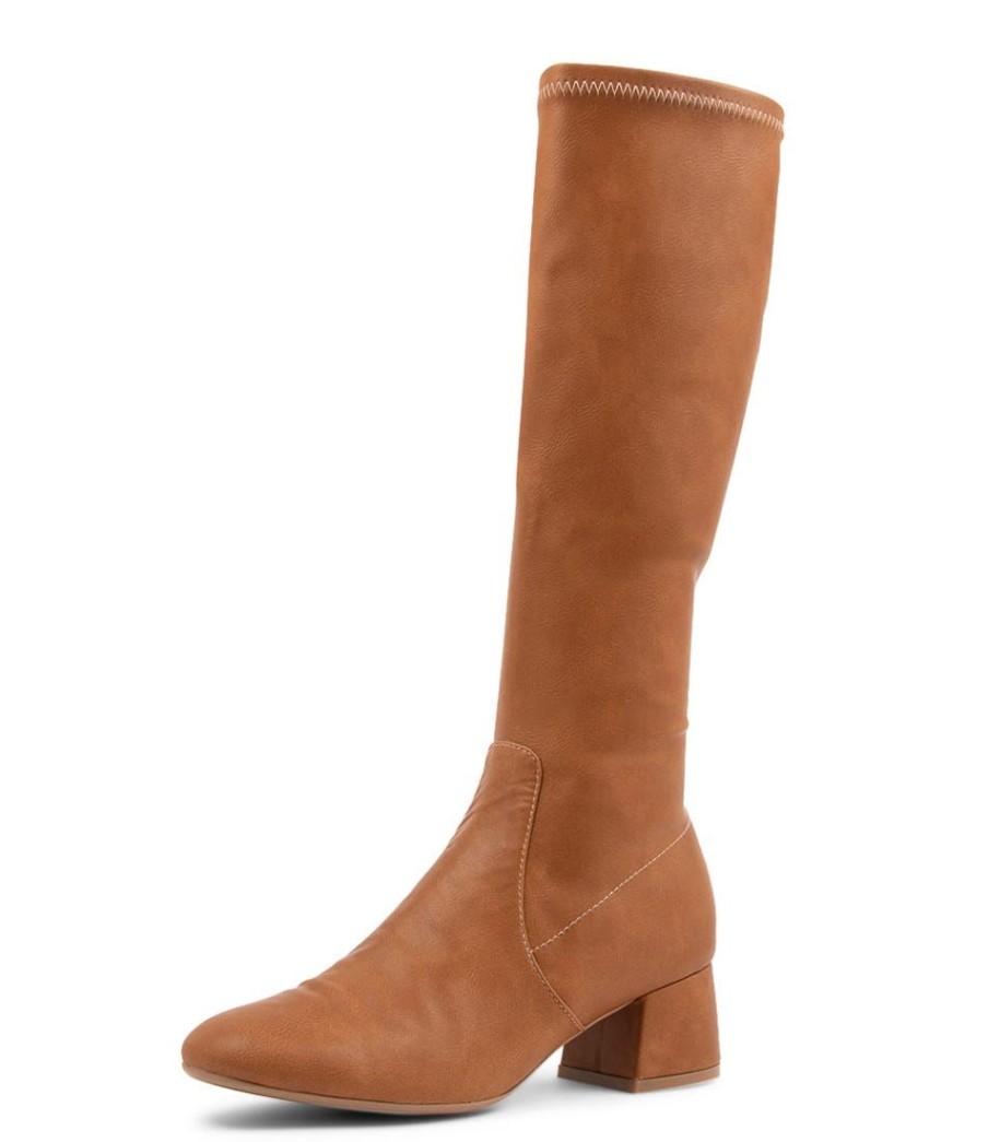 Shoes DJANGO & JULIETTE | Chevy Tan Stretch Knee High Boots