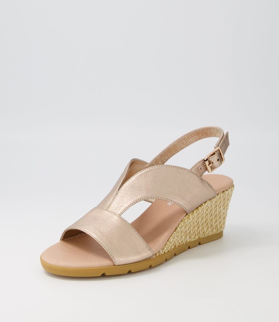 Shoes DJANGO & JULIETTE | Dalia Champagne Nude Weave Leather Sandals