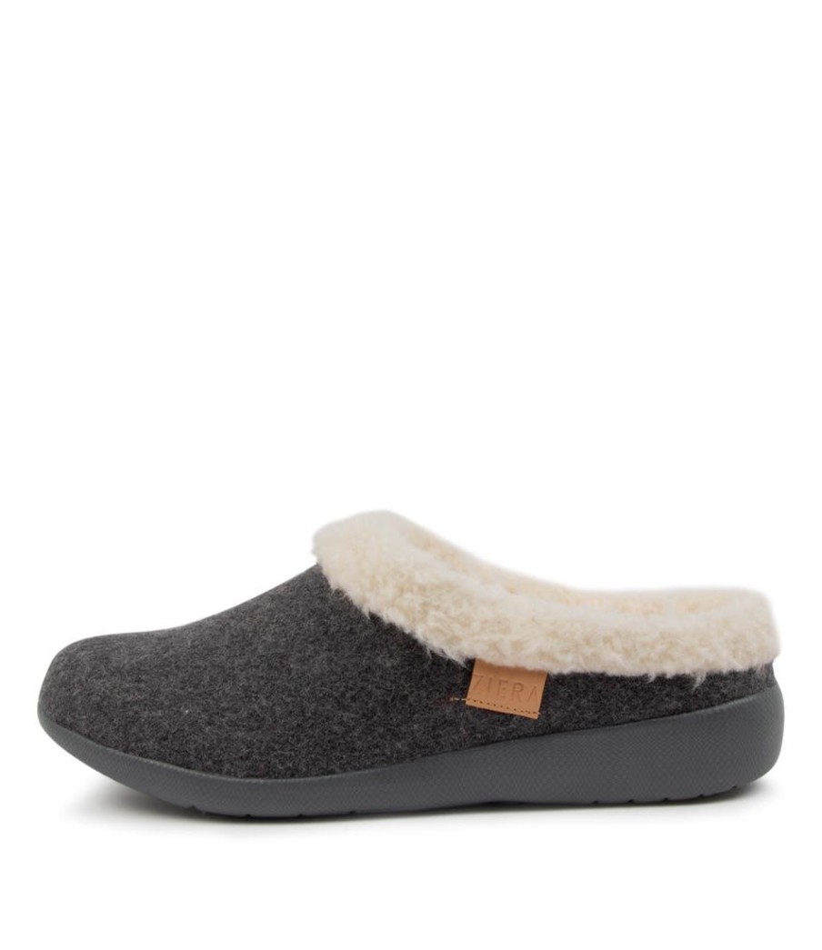 Shoes ZIERA | Fifi Xw Grey Fabric Slippers