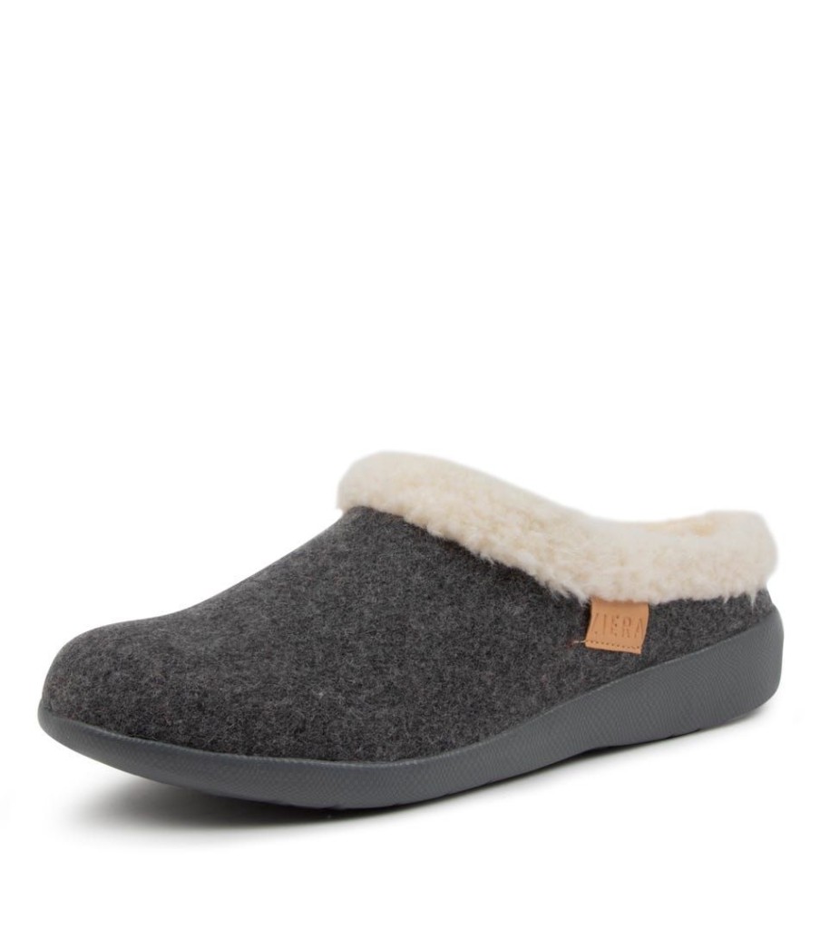 Shoes ZIERA | Fifi Xw Grey Fabric Slippers