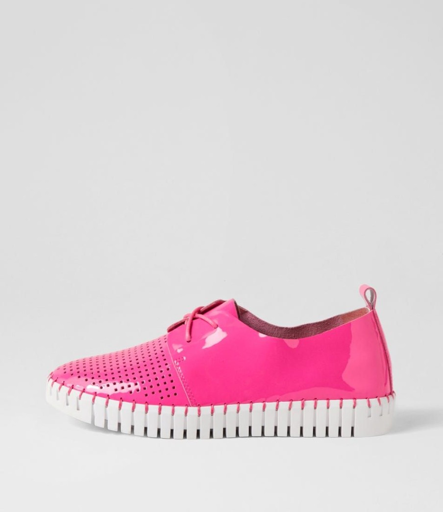 Shoes DJANGO & JULIETTE | Huston Hot Pink White Patent Leather Sneakers